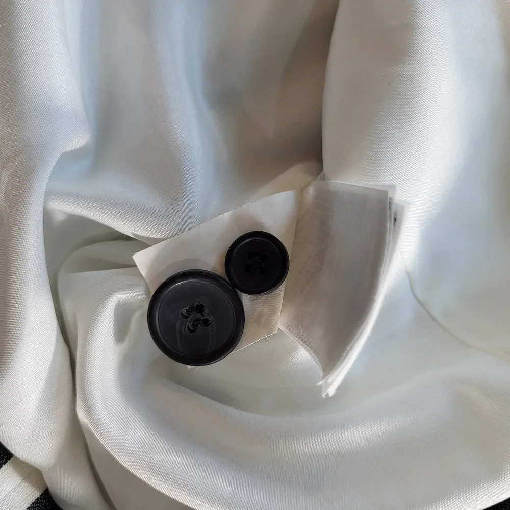 HM Womens Black White Striped Linen Blend Blazer Jacket Size 6 Single Button